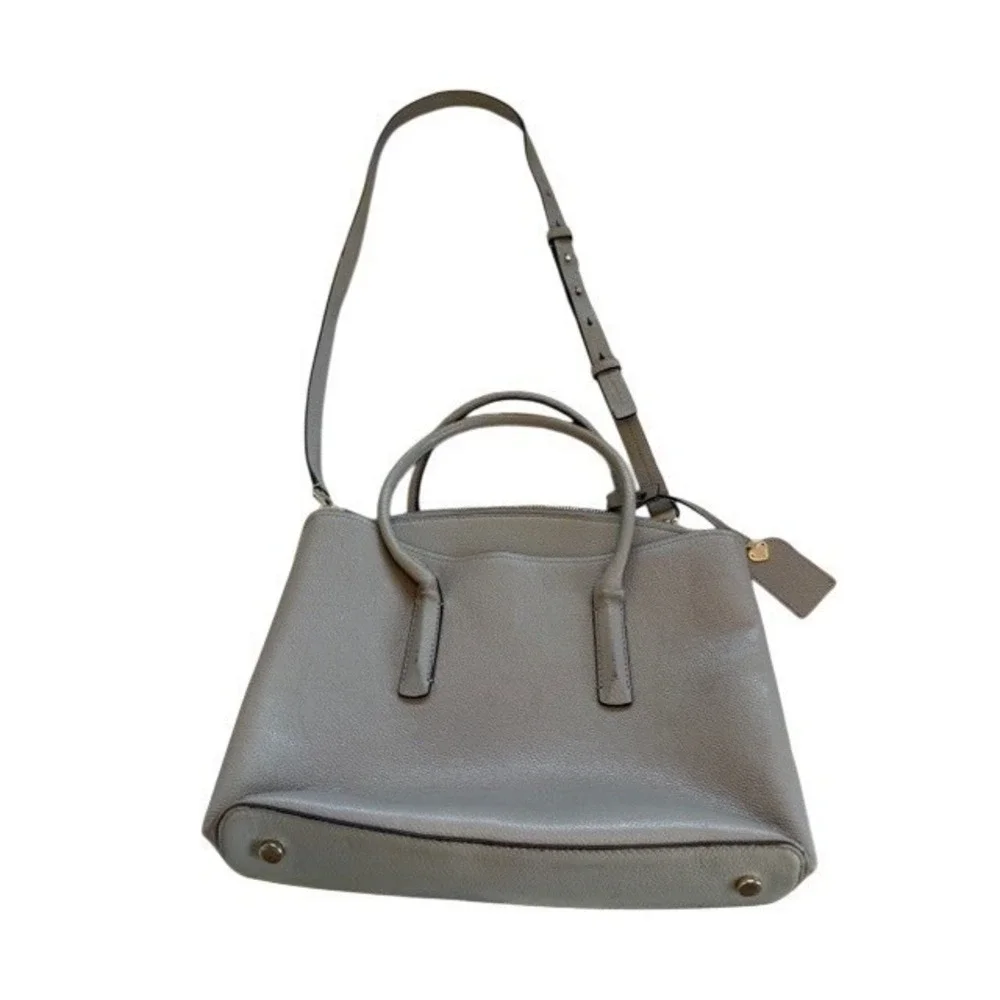 Kate Spade Margaux Satchel Cloud Taupe Leather Crossbody Shoulder Bag Medium